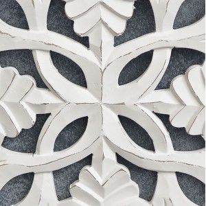 Retablo/Mural de Madera Tallada, para Decoración de Pared, Color Blanco Roto, Vintage, para Salón (45cmX2cmX45cm) - Hogar y Más
