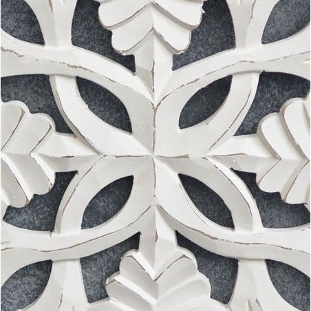 Retablo/Mural de Madera Tallada, para Decoración de Pared, Color Blanco Roto, Vintage, para Salón (45cmX2cmX45cm) - Hogar y Más