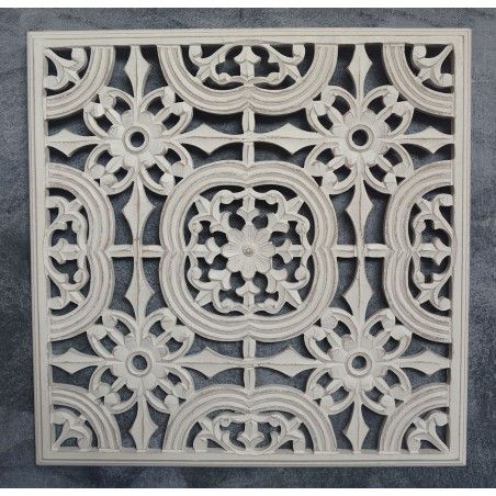 Altarpiece of carved wood decorative Vintage white 60X60 cm