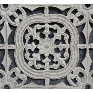 Pala d'altare in legno scolpito decorativi Vintage bianco, 60X60 cm