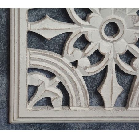Pala d'altare in legno scolpito decorativi Vintage bianco, 60X60 cm
