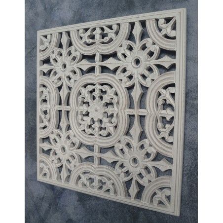 Altarpiece of carved wood decorative Vintage white 60X60 cm