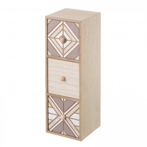 Chest of drawers 3 drawers in Wood with geometric shapes, Elegant and Original. 10,30X10X29,50 CM.-Hogarymas-