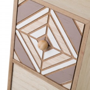 Cajonera 3 cajones en Madera con formas geométricas Elegante y Original. 10,30X10X29,50 CM.-Hogarymas-