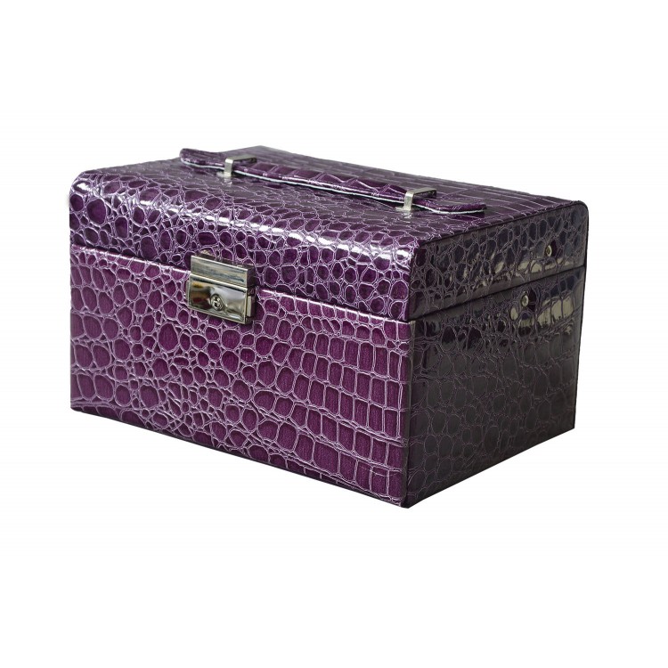 Jewellery box leatherette purple with departments 