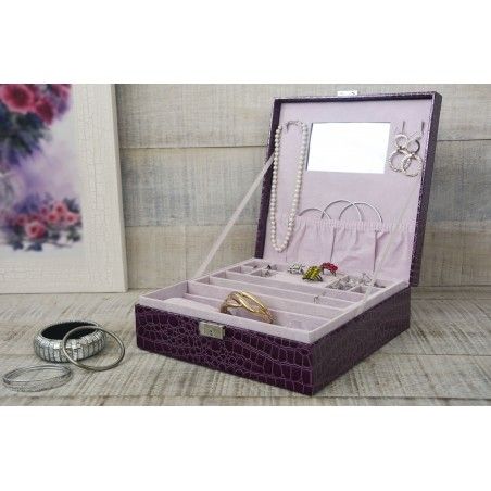 JOYERO POLIPIEL RECTANGULAR MORADO 1 ALTURA 26x9x26,5CM
