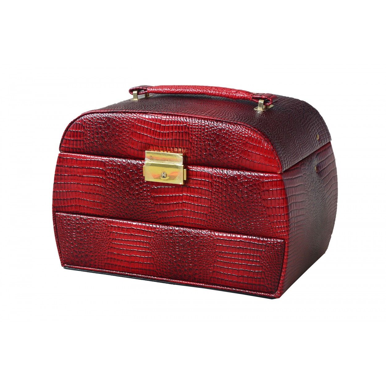 Boîte à bijoux avec tiroirs de couleur rouge (24x16x18 cm) 
