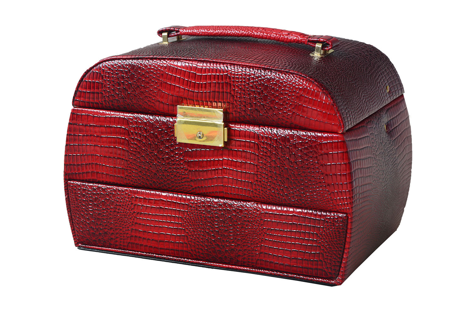 Boîte à bijoux avec tiroirs de couleur rouge (24x16x18 cm) 