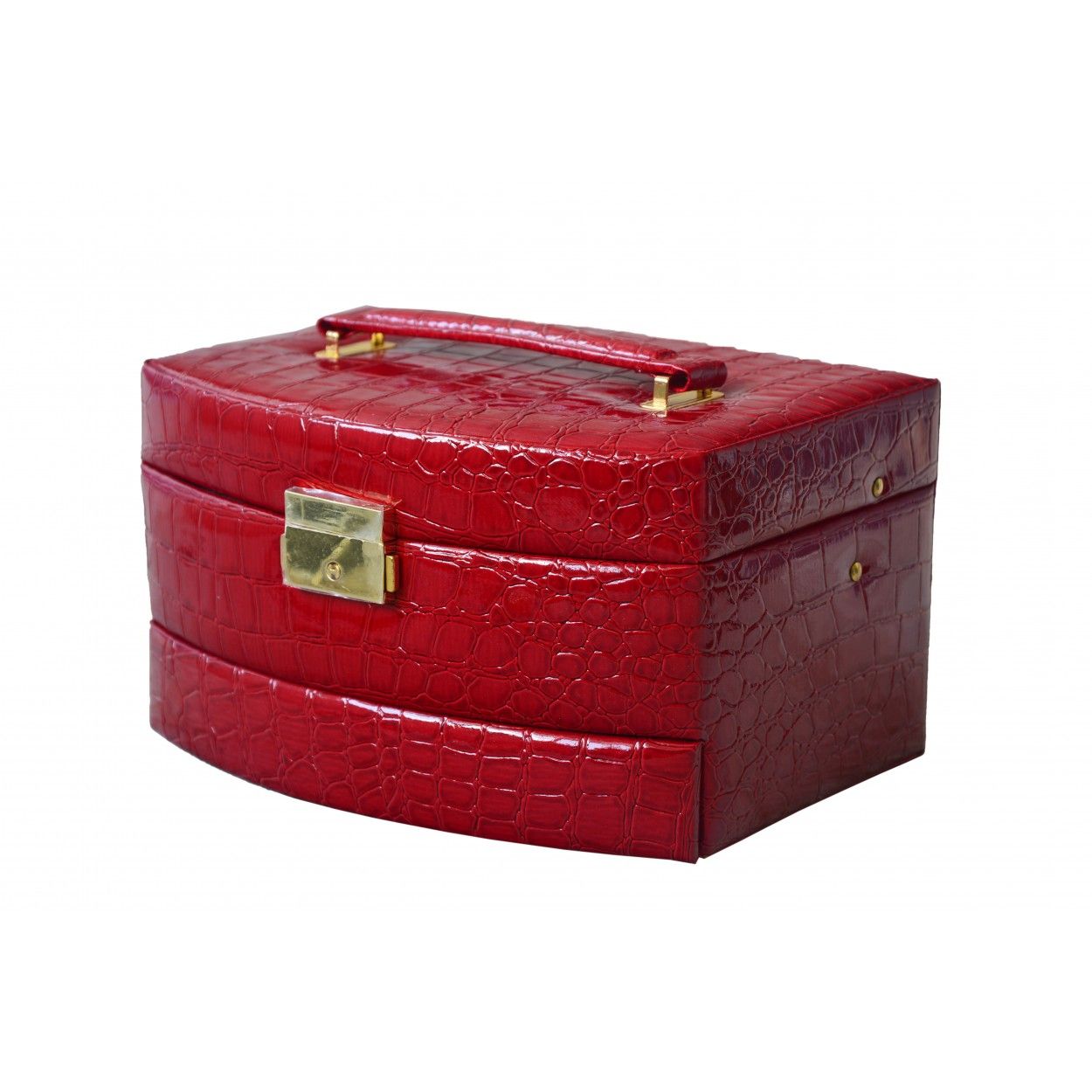 Boîte à bijoux avec tiroirs de couleur rouge (22x15,5x14 cm) 