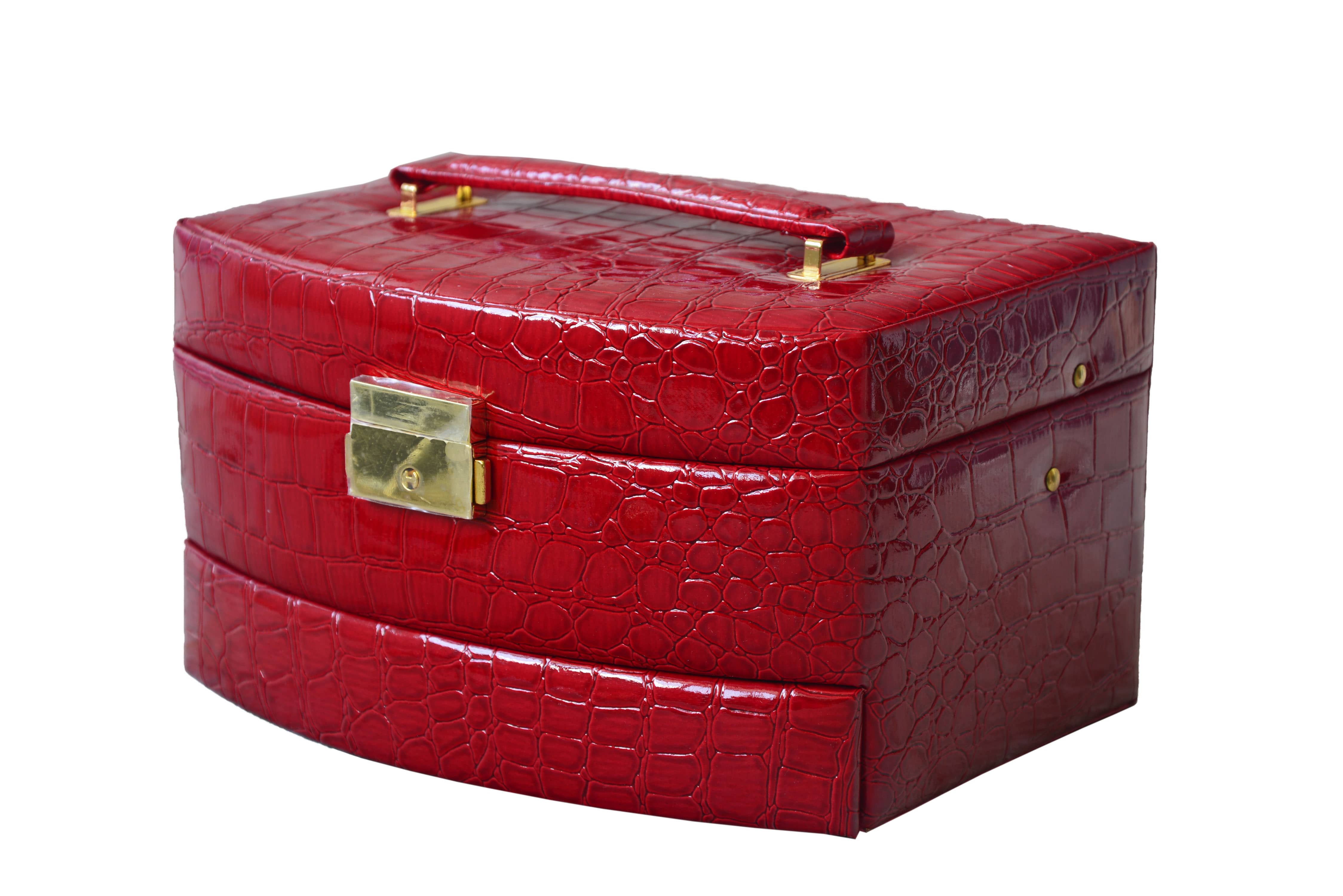 Joyero con cajones en color rojo (22x15,5x14 cm) 