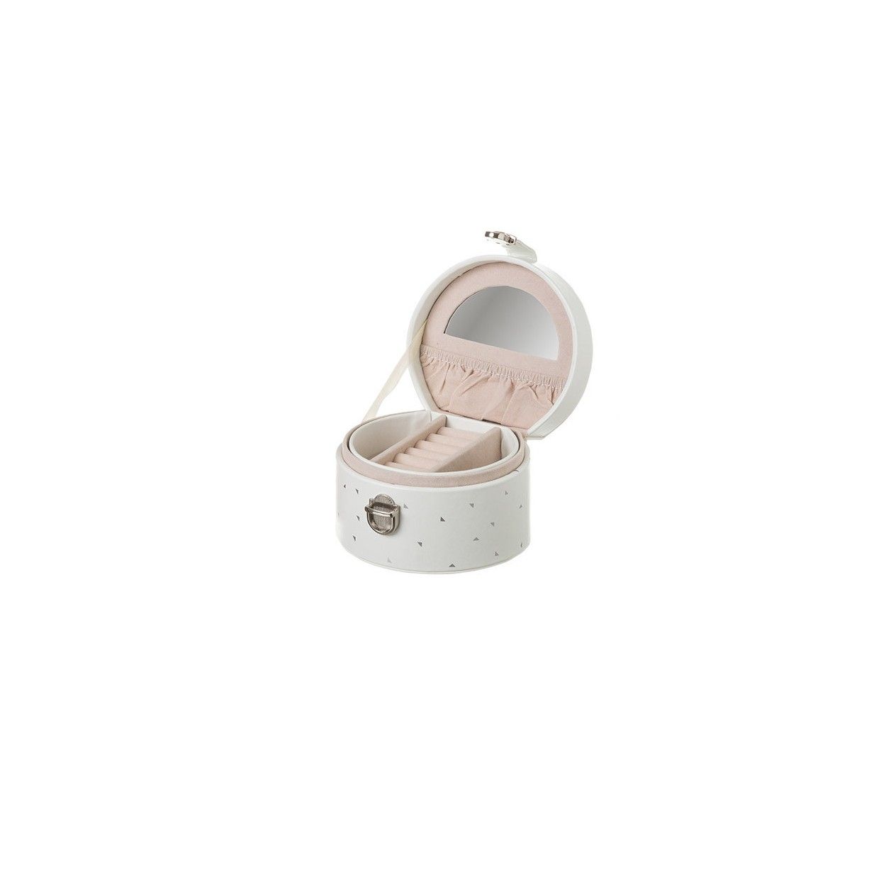 Gioielliere di similpelle, colore Rosa e Bianco con Stampa Argento. Originale/Stylish 11,8X10,5X7,8 cm-Hogarymas-