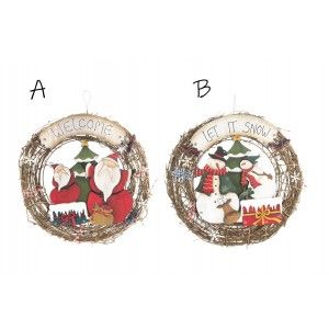 Corona/Ghirlanda di Vimini con 2 Modelli a scelta, Ideale per decorare la vostra Casa e dare un Natale touch (30 cm).-Hogarymas-