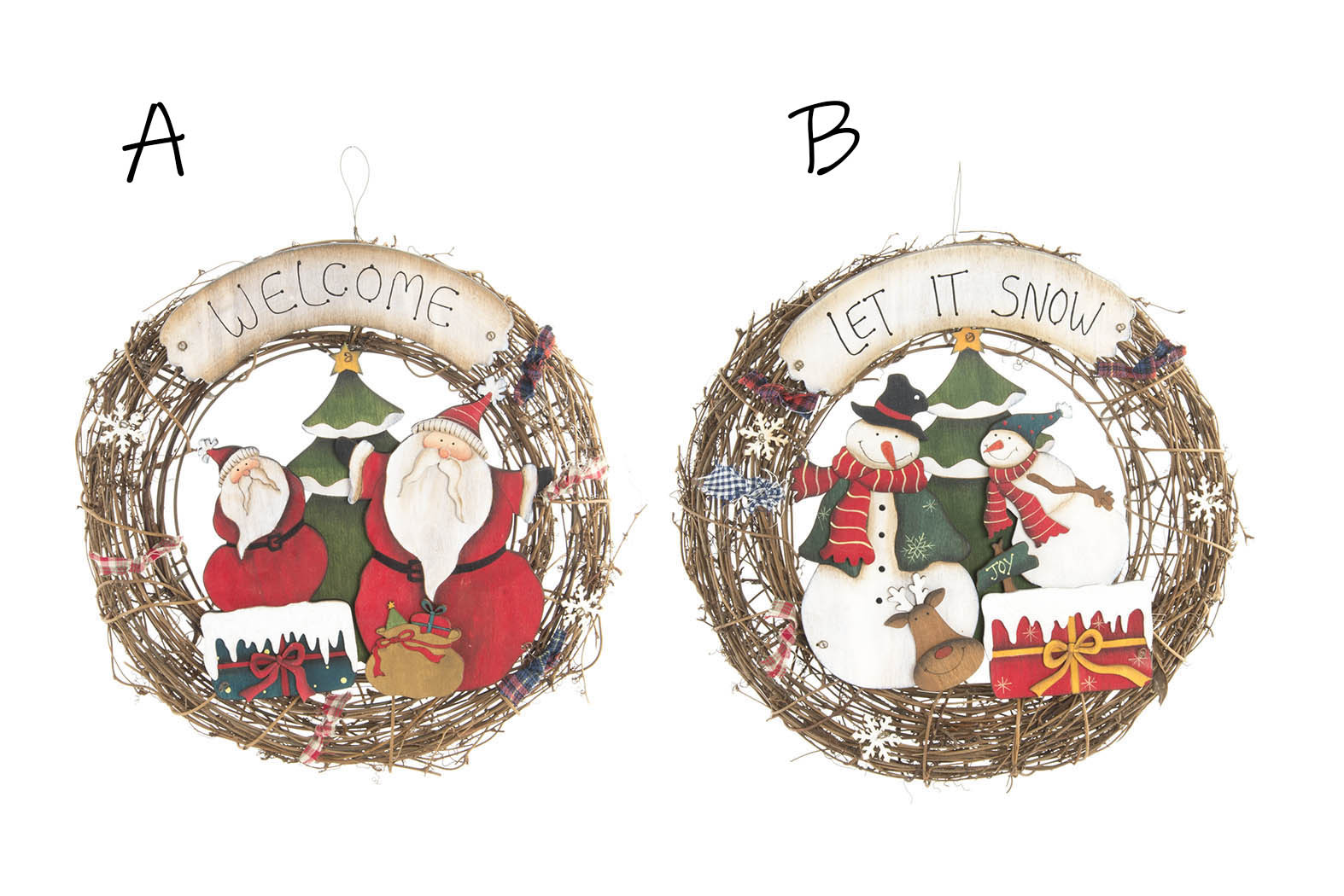 Corona/Guirnalda de Mimbre con 2 Modelos a elegir, Ideal para decorar tu Hogar y darle un toque Navideño  (30 cm).-Hogarymas-