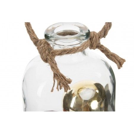 Bottiglia di vetro con le palle di Natale con luce LED, Originale/Natale. 11X30 cm-Hogarymas-
