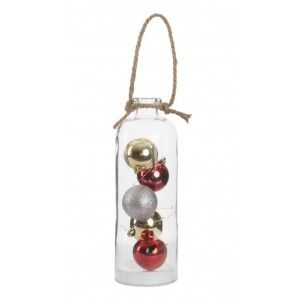 Glass bottle with Christmas balls with LED light, Original/Christmas. 11X30 cm-Hogarymas-