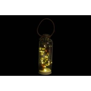 Glass bottle with Christmas balls with LED light, Original/Christmas. 11X30 cm-Hogarymas-