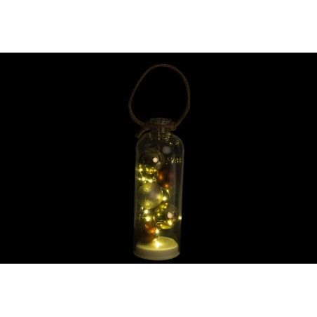 Bouteille en verre avec des boules de Noël avec la lumière de LED, Original/Noël. 11X30 cm-Hogarymas-