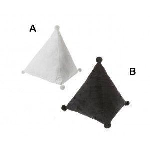 Cuscino a forma di triangolo con pompon sui loro lati, 100% Poliestere, Originale/moderno 2 Modelli tra cui scegliere. 45X45X45