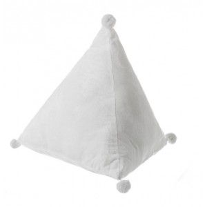 Cushion in the form of a triangle with pompoms on their sides, 100% Polyester, Original/modern 2 Models to choose from.