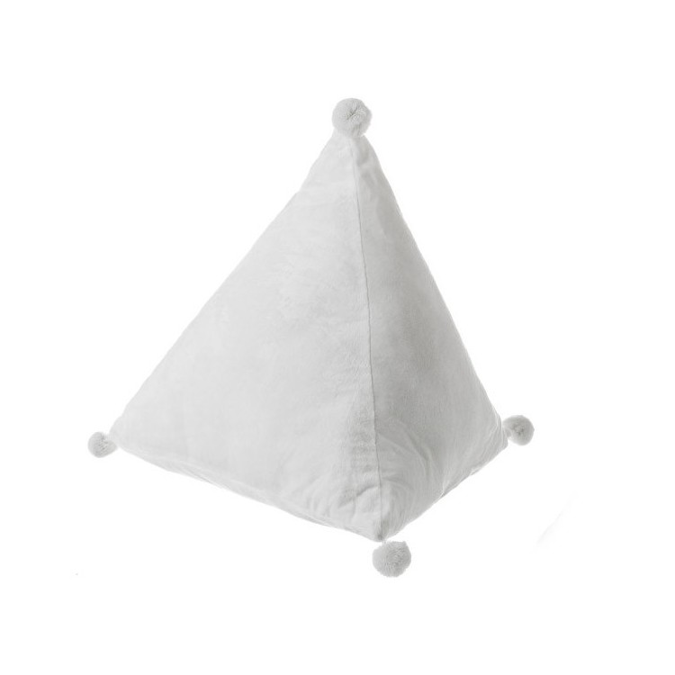 Cushion in the form of a triangle with pompoms on their sides, 100% Polyester, Original/modern 2 Models to choose from.
