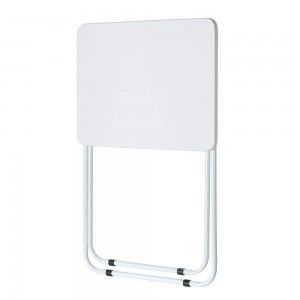 Bianco tavolo pieghevole in legno e metallo, 48x38x66 cm