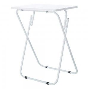 Bianco tavolo pieghevole in legno e metallo, 48x38x66 cm