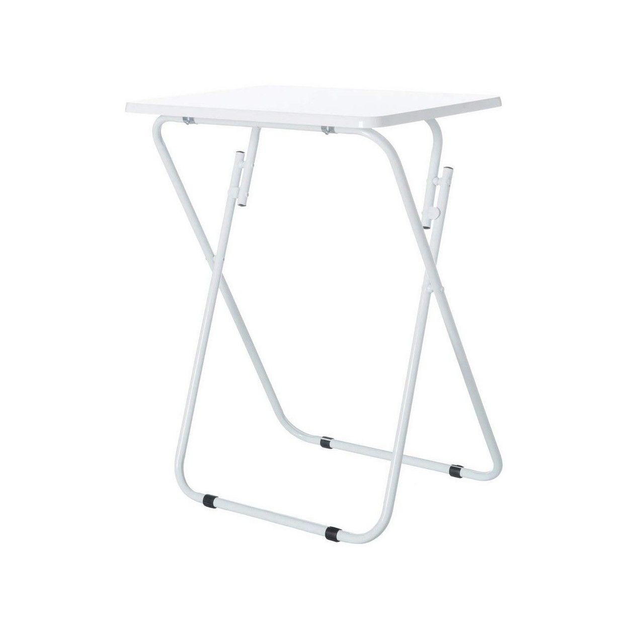 Blanc table pliante bois et métal, 48x38x66 cm