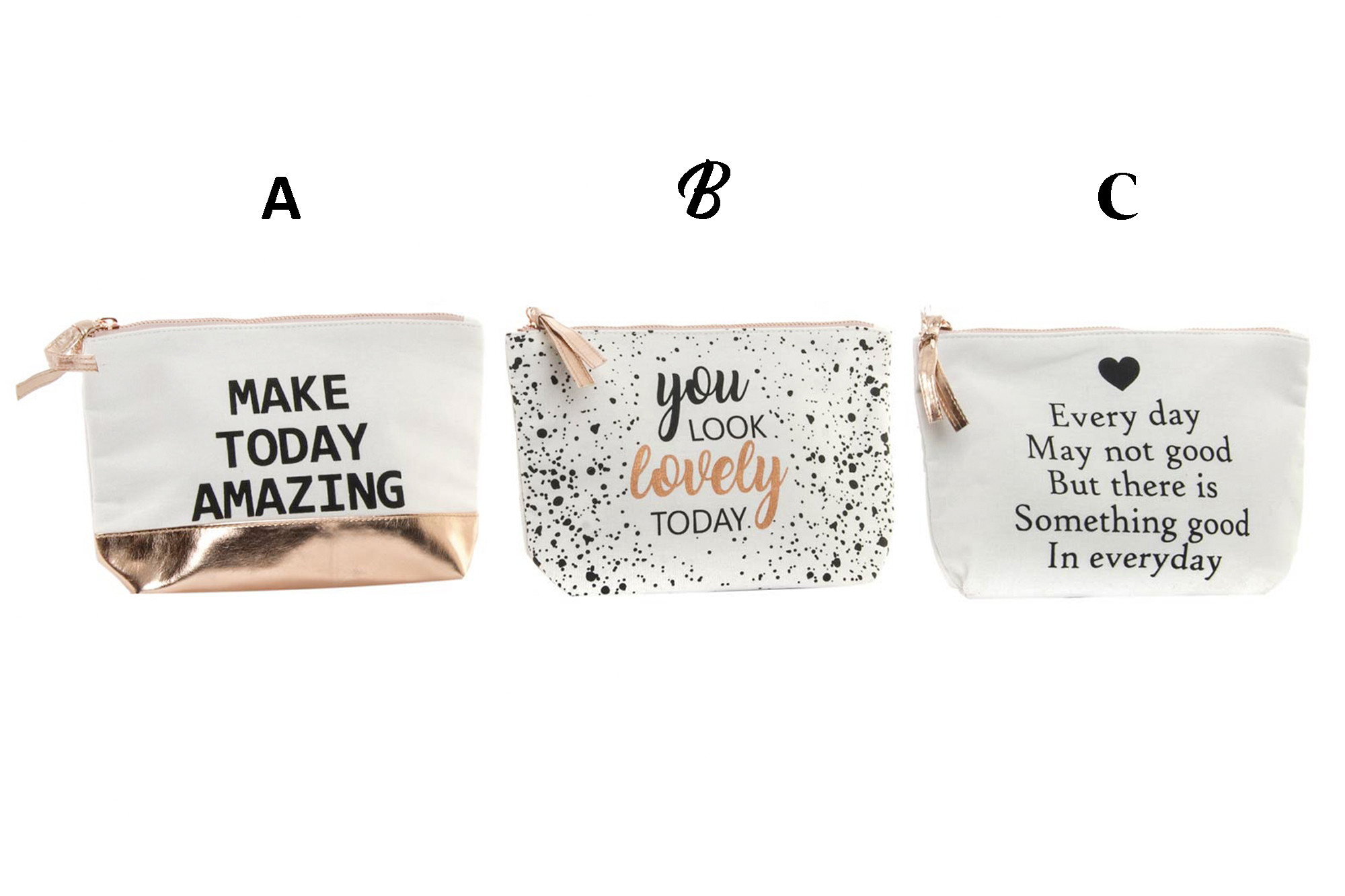 Bag White, with Sentence Motivating, for Bathroom/Makeup. Modern design, with Chic style (24cm X 5cm X 15cm) - Home and More