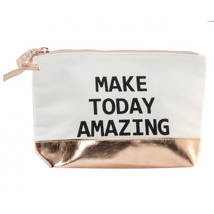 Bag White, with Sentence Motivating, for Bathroom/Makeup. Modern design, with Chic style (24cm X 5cm X 15cm) - Home and More