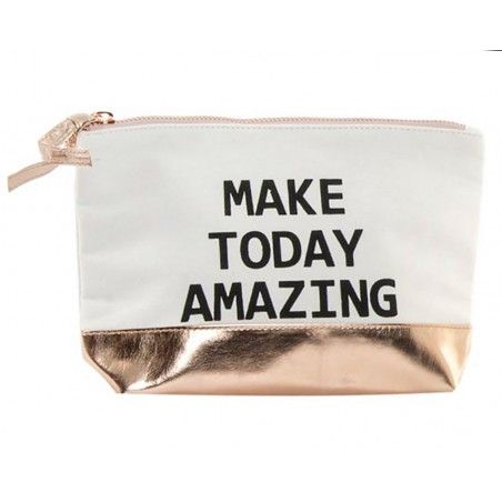Bag White, with Sentence Motivating, for Bathroom/Makeup. Modern design, with Chic style (24cm X 5cm X 15cm) - Home and More