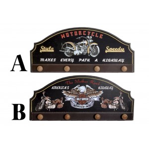 Perchero de Pared Motero realizado en Madera de color Negro con Frase Motivadora. Diseño Harley con estilo Vintage - Hogar y Más