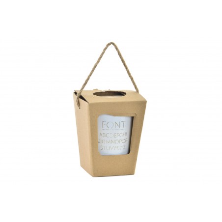 Candela profumata Piccolo Bicchiere di Cristallo Bianco, con una Frase Motivante in Oro e di copertura in Legno. Design moderno