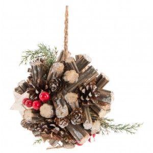 Bola Decorativa Colgante de Navidad, Diseño Natural, Ideal para decoración Navideña/Original 17cm.-Hogarymas-