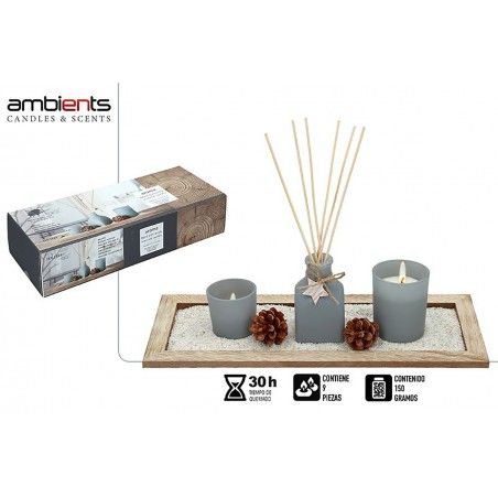 Vela/Difusor Natural para Decoración Navideña, realizada en Cera, con Jardín Zen. Diseño SPA, estilo Festivo - Hogar y Más