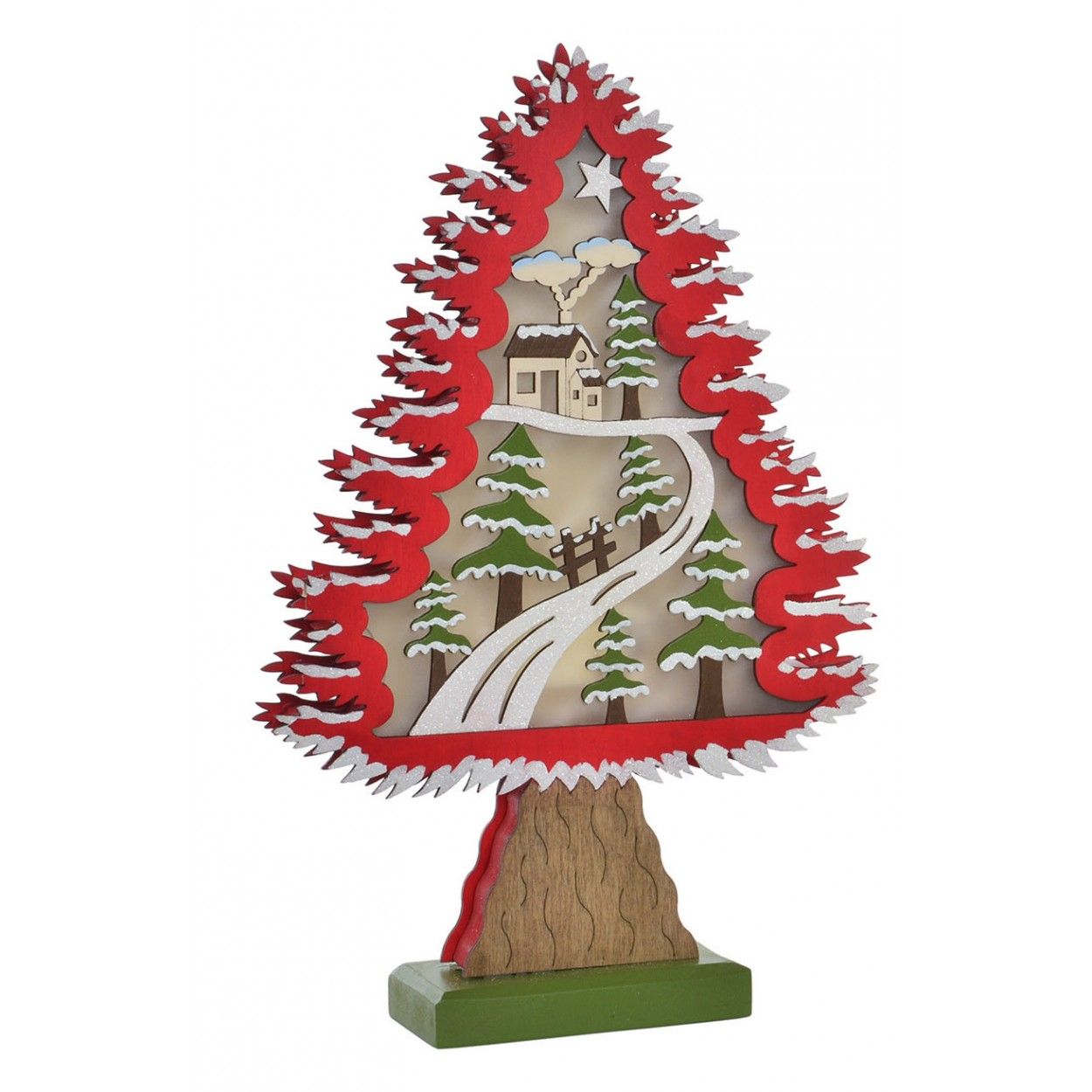Albero di natale con Luci a LED, in Legno, Decorazione di Natale/Originale, ideale per la Decorazione e l'illuminazione. 2