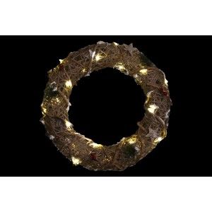 Garland/Ghirlanda di Natale con Luci a LED Design Naturale Rattan. Ideale per la decorazione di Natale 40X40x8 cm-Hogarymas-