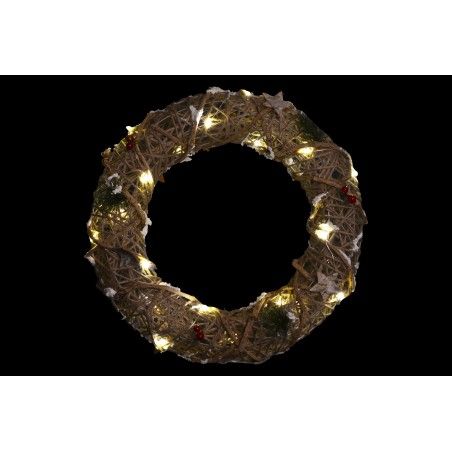 Garland/Ghirlanda di Natale con Luci a LED Design Naturale Rattan. Ideale per la decorazione di Natale 40X40x8 cm-Hogarymas-