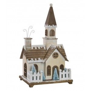 Maison en bois de Noël, Lumières de LED, des Décorations de Noël. Conception originale (21x17x38,5cm) - la Maison et Plus