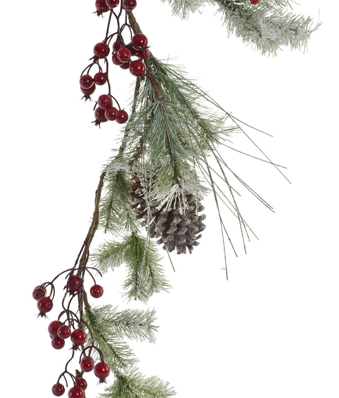 Filiale di Rattan Nevada con Pigne e Bacche Rosse per la Decorazione di Natale, Design Realistico/Naturale. 152X24X12