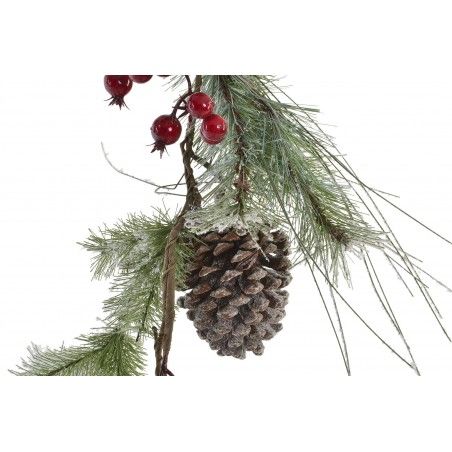Filiale di Rattan Nevada con Pigne e Bacche Rosse per la Decorazione di Natale, Design Realistico/Naturale. 152X24X12