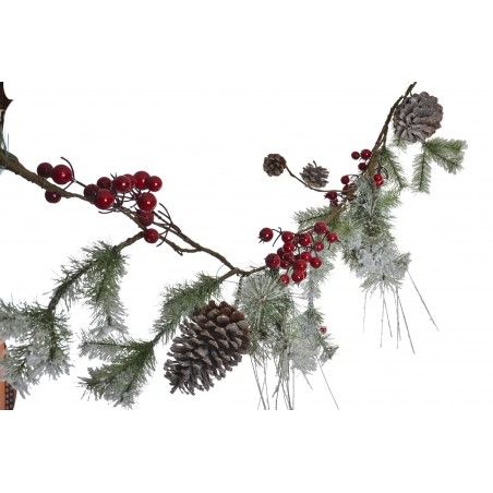 Filiale di Rattan Nevada con Pigne e Bacche Rosse per la Decorazione di Natale, Design Realistico/Naturale. 152X24X12