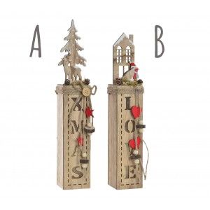 Décoration de noël de la Lumière, en Bois Naturel et des Lumières LED. La conception de Reno/Oiseau, avec motif Festif - Maison