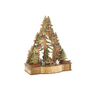 Un ornement de Bois avec des Lumières LED, pour des Décorations de Noël. La conception de l'Arbre, avec motif Festif (30 cm X