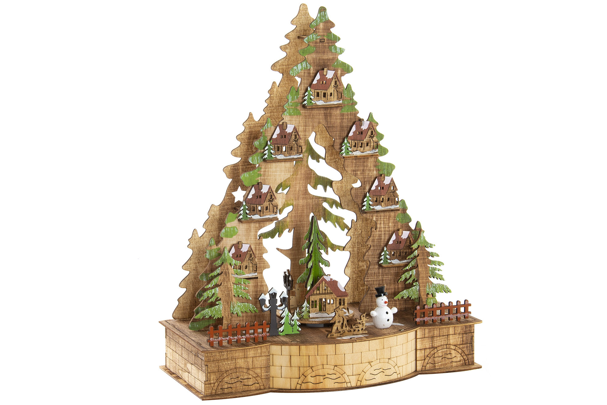 Un ornement de Bois avec des Lumières LED, pour des Décorations de Noël. La conception de l'Arbre, avec motif Festif (30 cm X