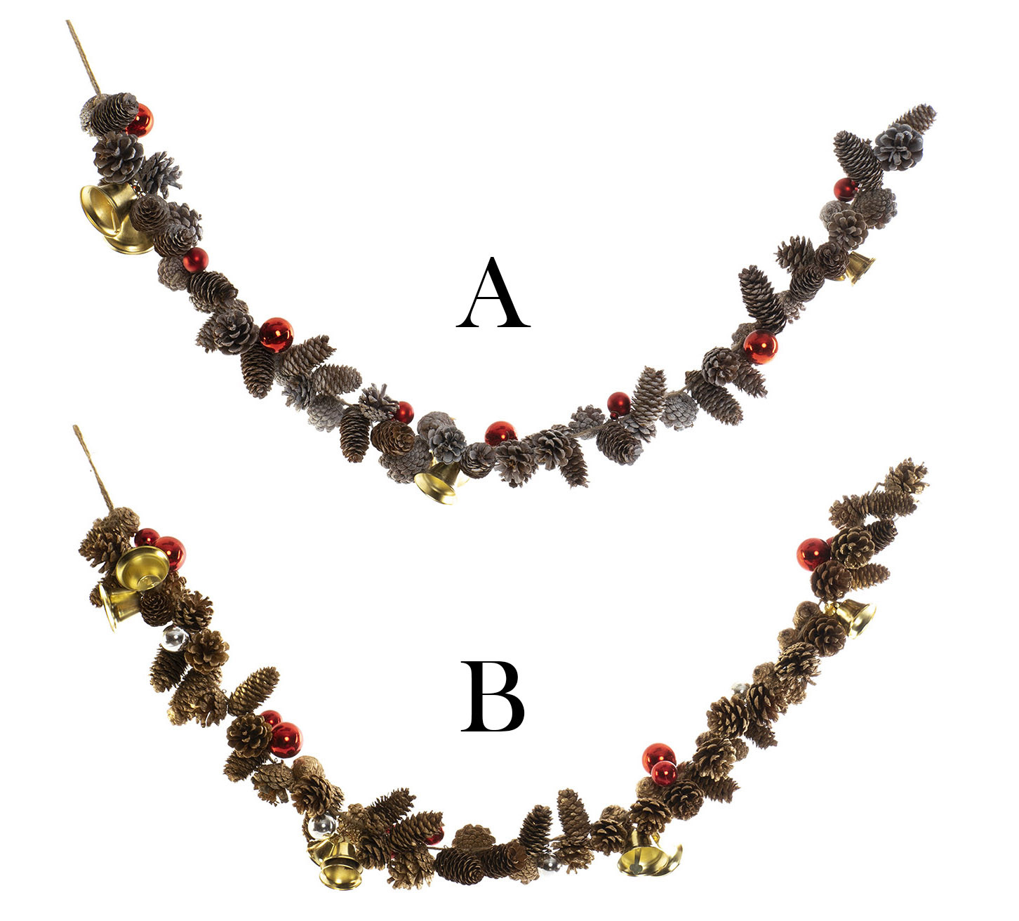 Ghirlanda di Natale Pinecones Campane e le Palle di Natale Decorazione. 2 Modelli da scegliere, Originale/Natale 10X120