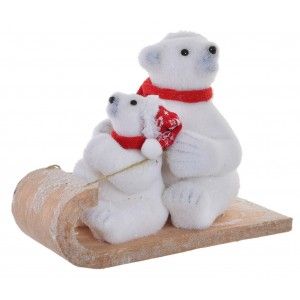Bear Polar Sleigh Wooden Figure, Ideal for Christmas. Original/Christmas 37X25X27 cm-Hogarymas-
