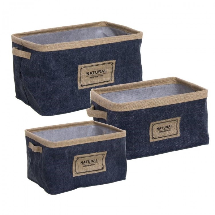 Basket jute color blue set 3 units, the Home, and More