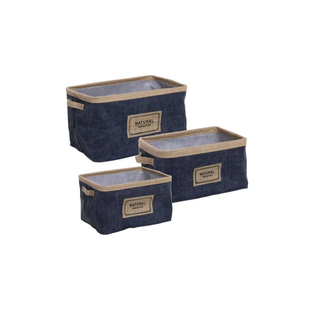 Cesta yute color azul set 3 unidades, Hogar y Mas