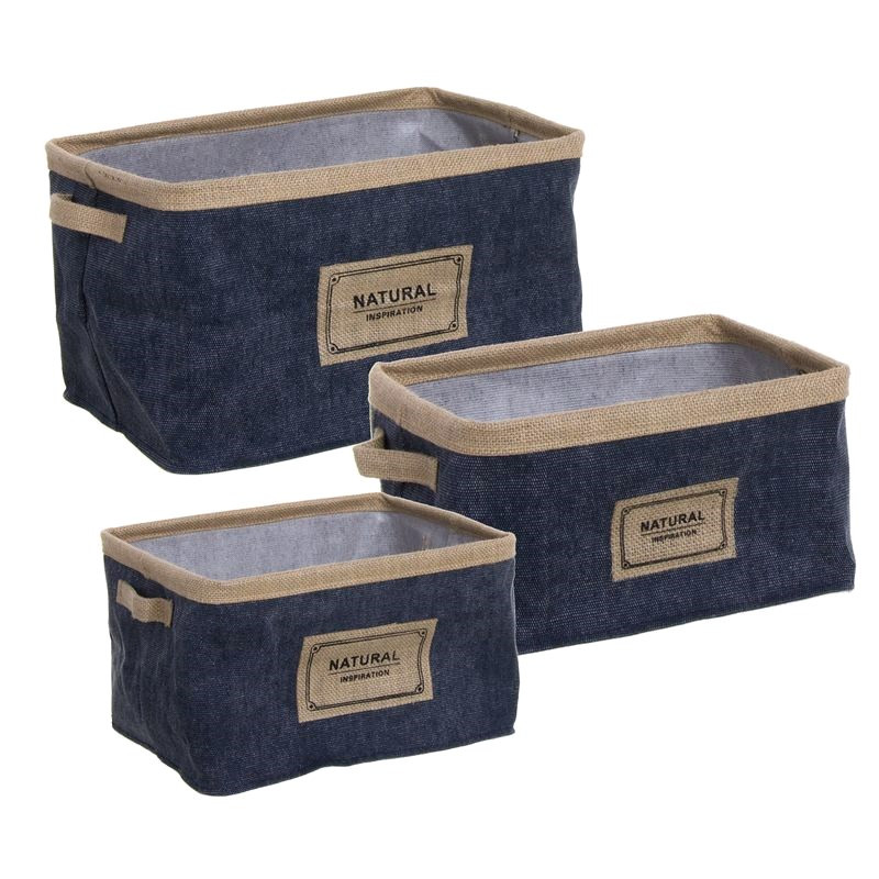 Basket jute color blue set 3 units, the Home, and More