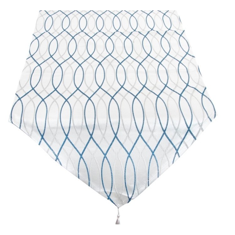 Camino de Mesa Blanco con lineas onduladas. Ideal para colocar en la Mesa y dar un toque Elegante/Original 50X150 cm.-Hogarymas-
